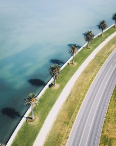 Lake and road